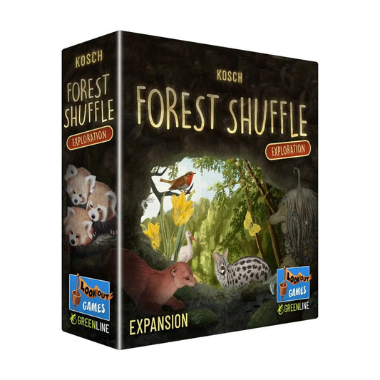 Forest Shuffle Exploration Expansion box front featuring forest wildlife and plant artwork