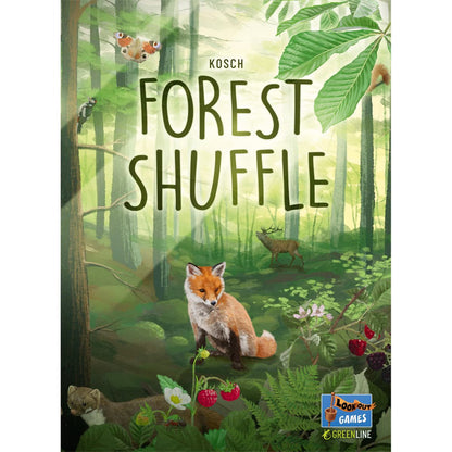Forest Shuffle strategy card game box front with woodland fox and forest artwork