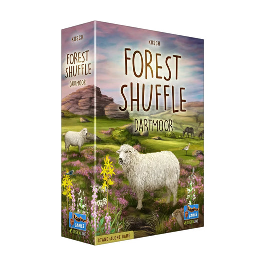 Angled box view of Forest Shuffle Dartmoor stand alone forest and wildlife strategy card game