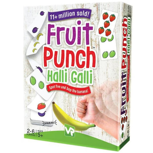 Fruit Punch Halli Galli family card game box with banana squeaker
