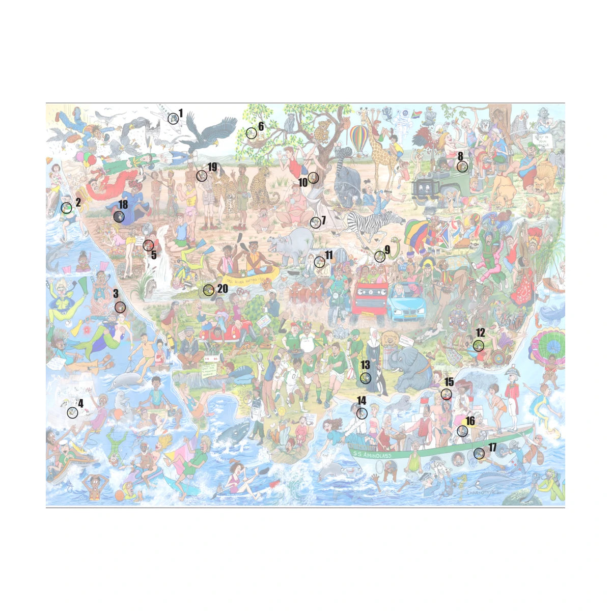 Where is Bokkie puzzle guide showing hidden Bokkie locations in the artwork