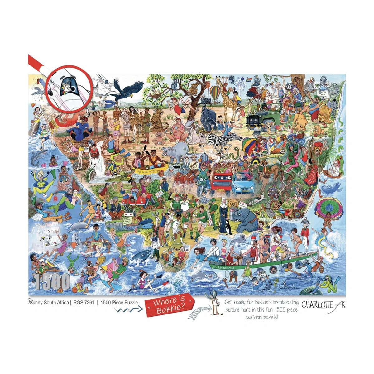 Funny South Africa Where is Bokkie 1500 piece puzzle full illustrated scene