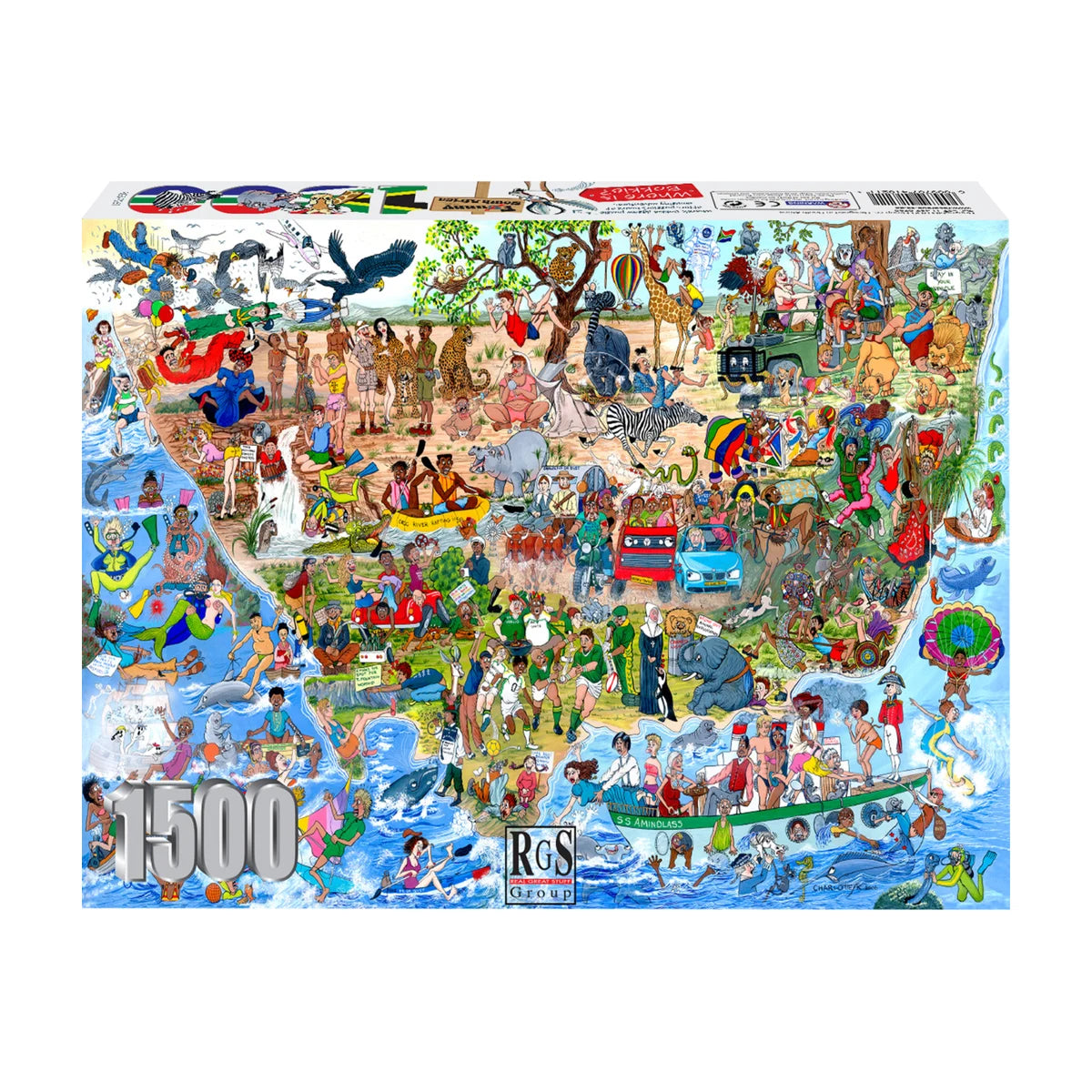 RGS Funny South Africa Where is Bokkie 1500 piece jigsaw puzzle box
