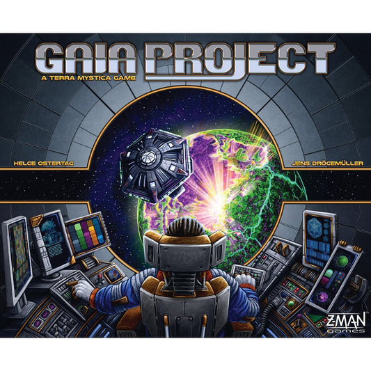 Gaia Project A Terra Mystica Game front cover artwork for a 1 to 4 player space strategy board game with terraforming and faction gameplay