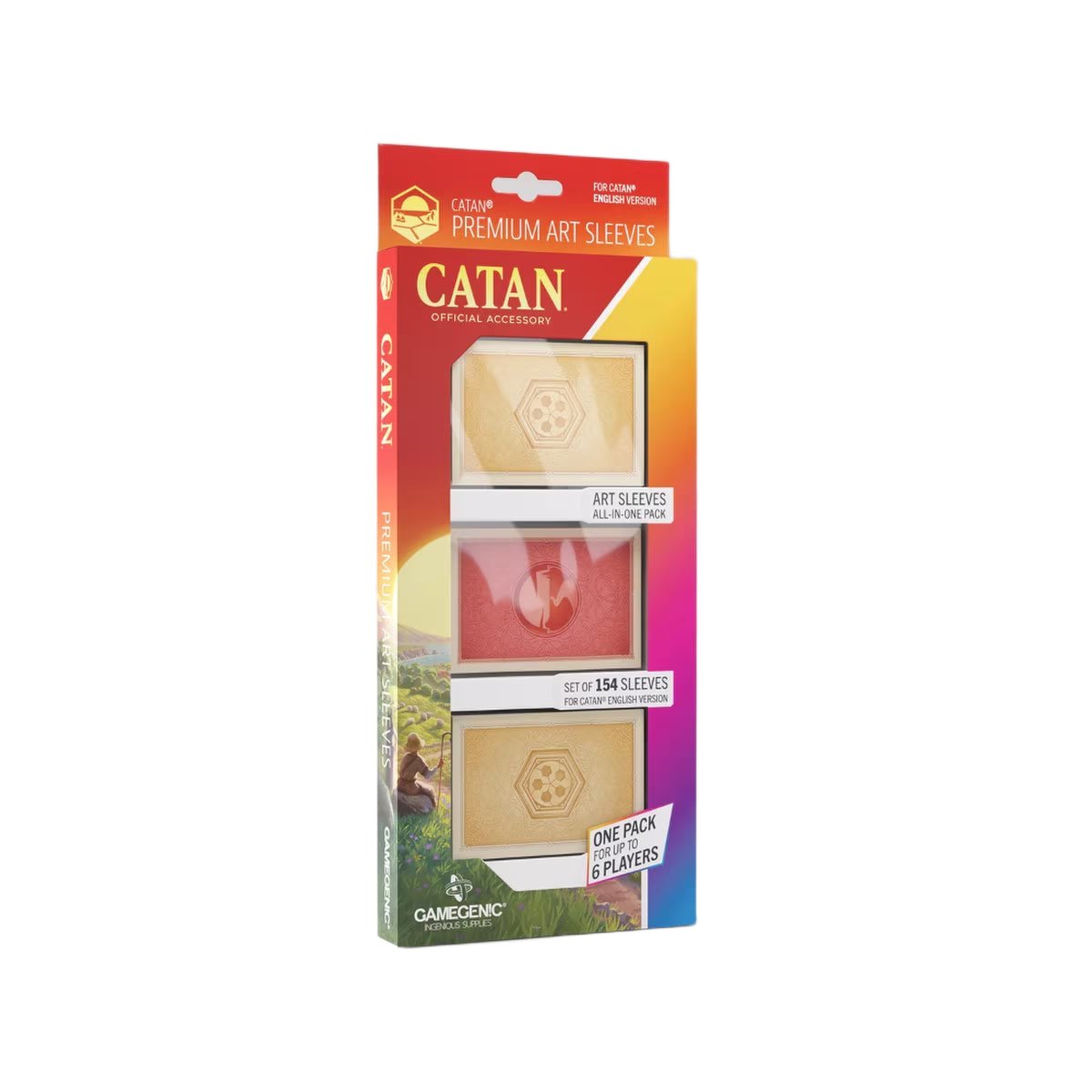 Gamegenic CATAN Premium Art Sleeves official accessory pack for English CATAN card protection