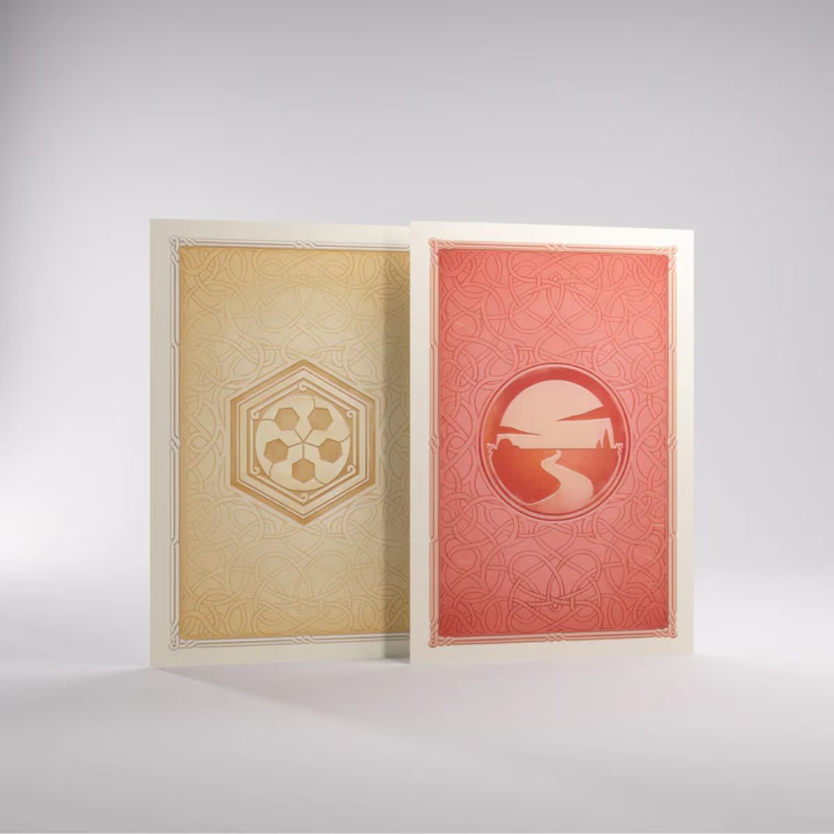 Gamegenic CATAN Premium Art Sleeves showing resource and development card back designs