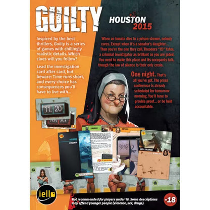 Guilty Houston 2015 detective game box back with gameplay details