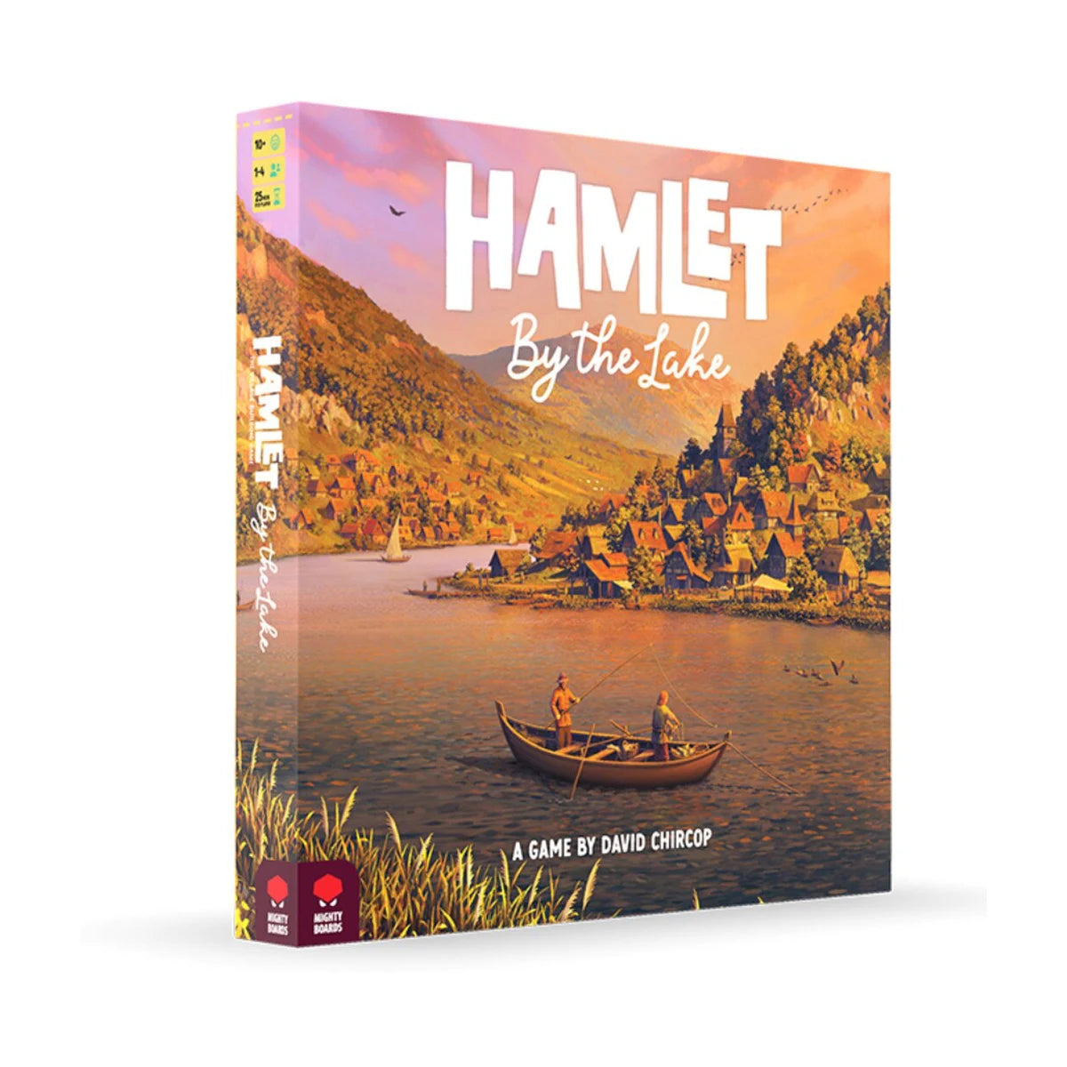 Hamlet By the Lake expansion angled box for the Mighty Boards village building board game add-on