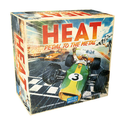 Heat Pedal to the Metal board game angled box front