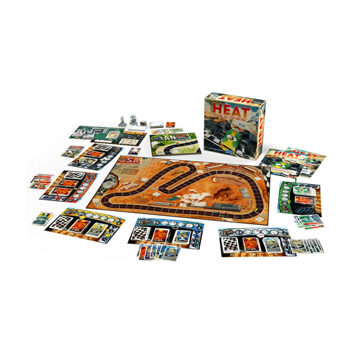 Heat Pedal to the Metal racing board game full table setup