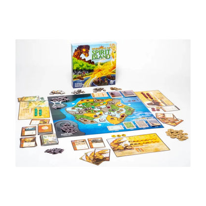 Horizons of Spirit Island board game components and island setup