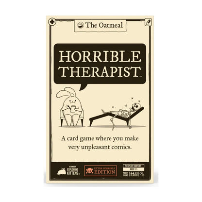 Horrible Therapist Extra Horrible Edition card game box by Exploding Kittens and The Oatmeal
