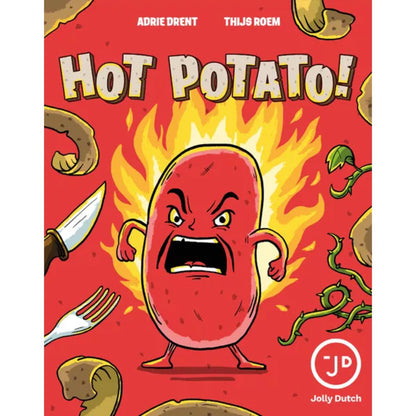 Hot Potato! card game box front by Jolly Dutch with fiery red potato character