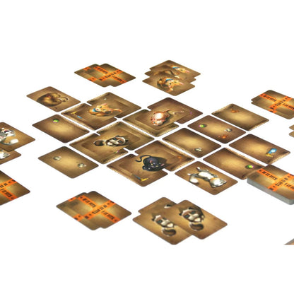 If It Fits Card Game layout showing connected cardboard cards and cats placed across the boxes