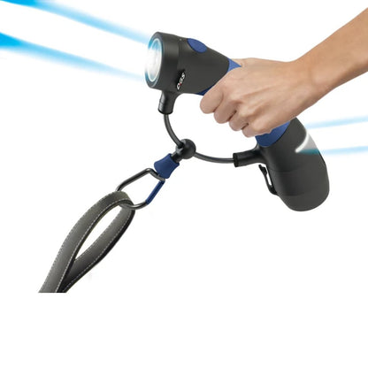 i'm Gismo flashlight connectable shown attached to the compatible i'm Gismo Handle with poop bag dispenser