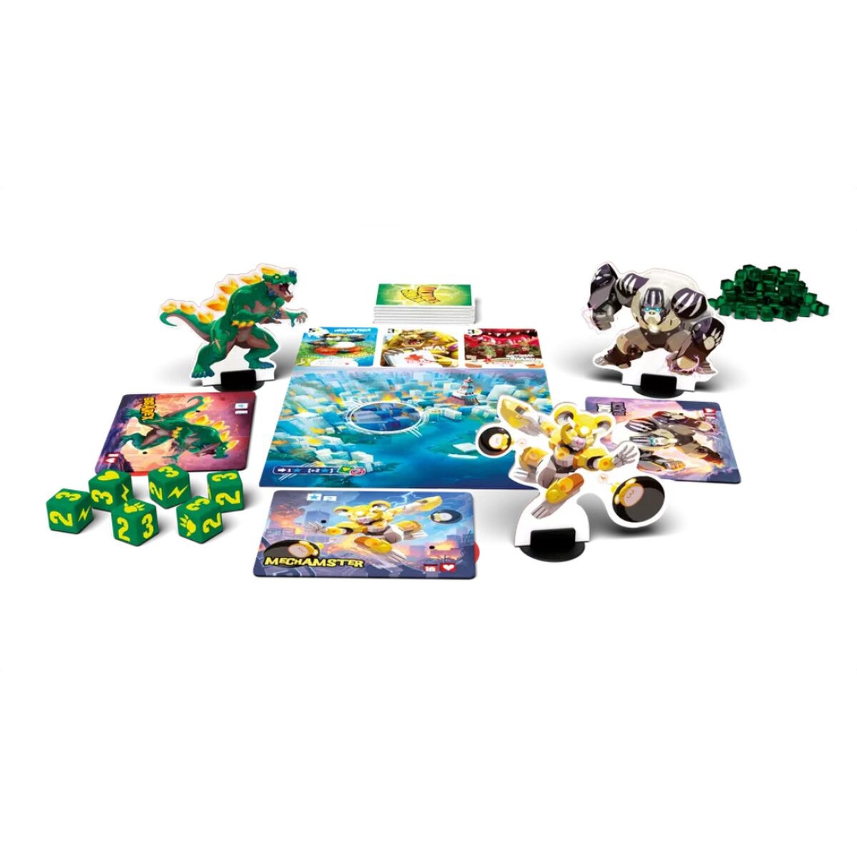King of Tokyo Origins board game components monsters dice cards and Tokyo board