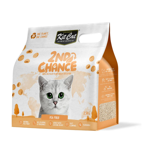 Kit Cat 2nd Chance Pea Fiber plant-based cat litter 2.5 kg bag on a white background