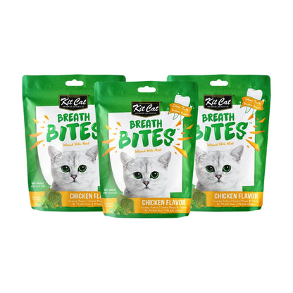 Kit Cat Breath Bites Chicken Cat Dental Treats promotional 3 x 60g pack