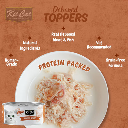 Kit Cat Chicken & Beef Aspic food texture and product features graphic