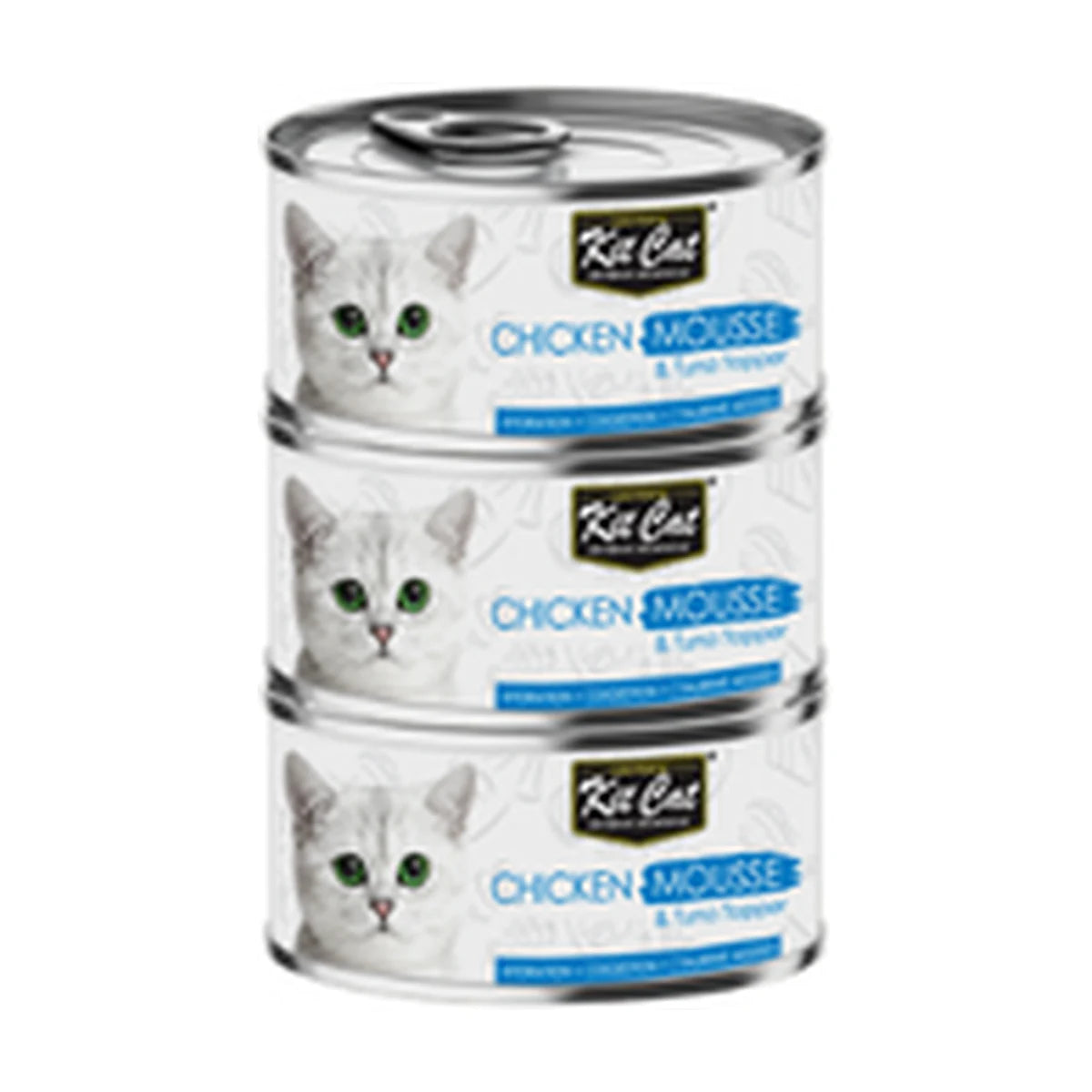 Kit Cat Chicken Mousse & Tuna Topper Wet Cat Food 3 x 80g can pack