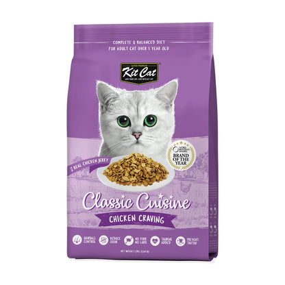 Kit Cat Classic Cuisine Chicken Craving dry cat food 1.2 kg front pack