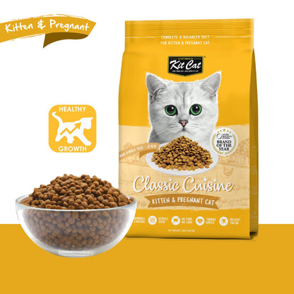 Kit Cat Classic Cuisine kitten and pregnant cat food for healthy growth