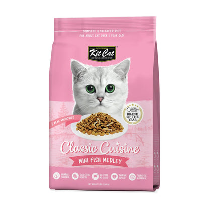 Kit Cat Classic Cuisine Mini Fish Medley dry cat food 1.2 kg front pack