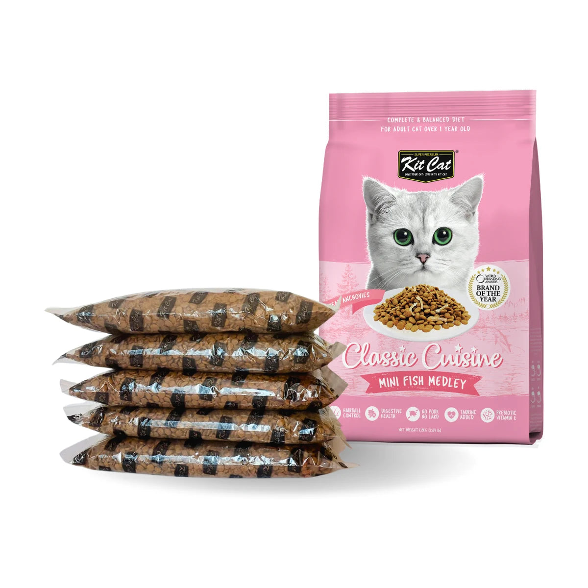 Kit Cat Classic Cuisine Mini Fish Medley 5 kg dry cat food with five individual 1 kg bags