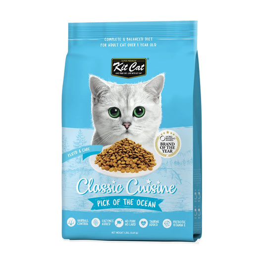 Kit Cat Classic Cuisine Pick of the Ocean dry cat food 1.2 kg front pack