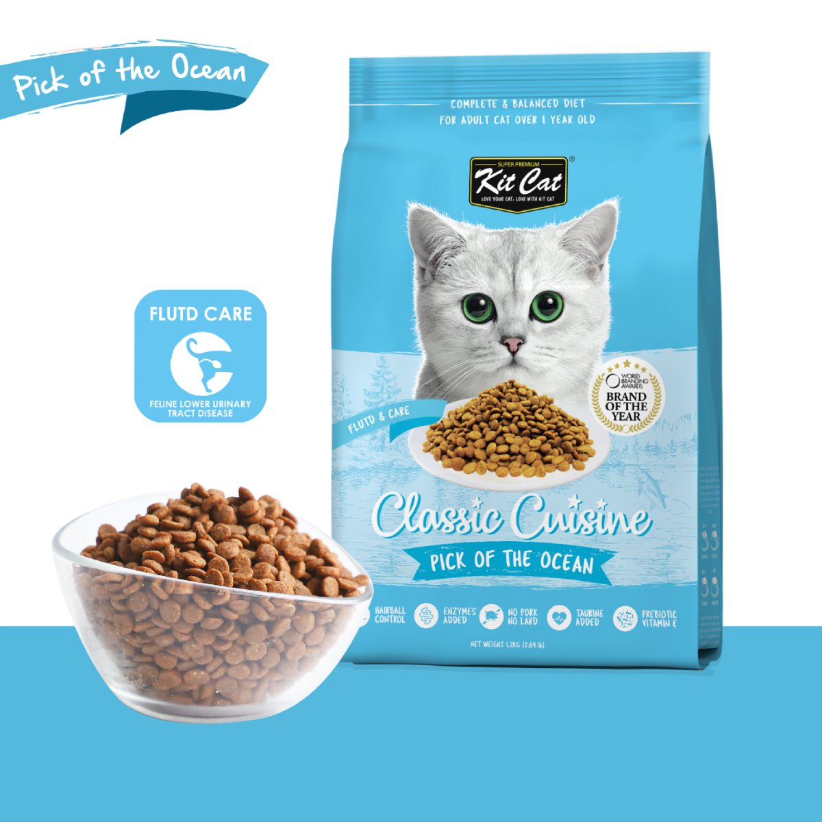 Kit Cat Classic Cuisine Pick of the Ocean dry cat food FLUTD care feature
