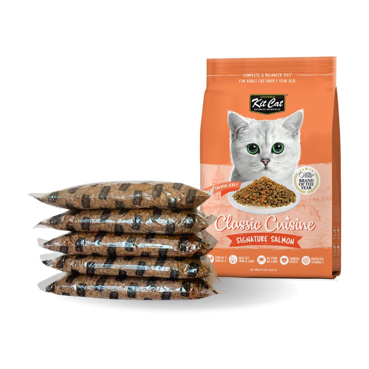 Kit Cat Classic Cuisine Signature Salmon 5 kg dry cat food with five individual 1 kg bags