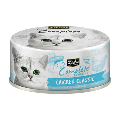 Front of Kit Cat Complete Cuisine Chicken Classic in Broth 70g can