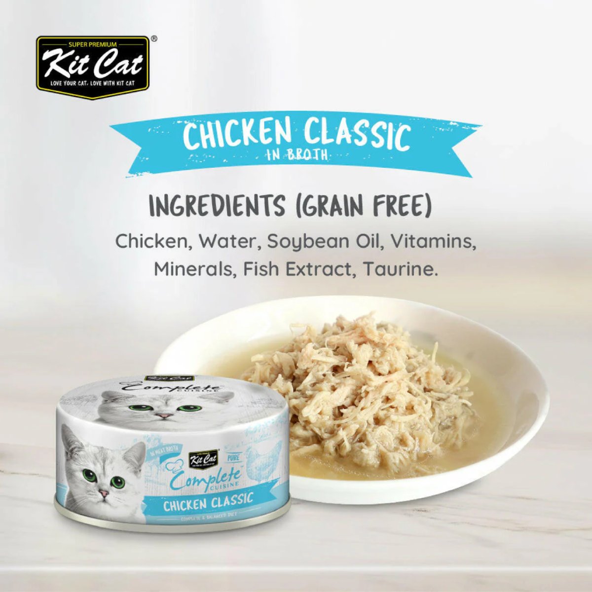 Kit Cat Complete Cuisine Chicken Classic ingredients information graphic