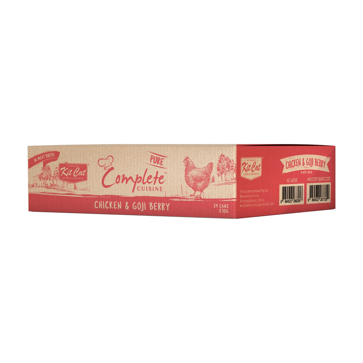 Kit Cat Complete Cuisine Chicken & Goji Berry carton containing 24 × 70g cans