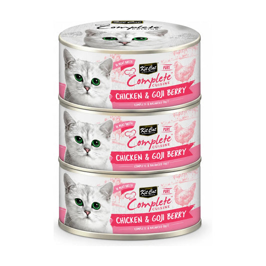 Kit Cat Complete Cuisine Chicken & Goji Berry in Broth wet cat food 3 x 70g cans