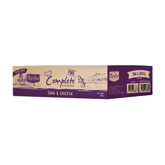 Kit Cat Complete Cuisine Tuna and Chicken carton containing 24 cans