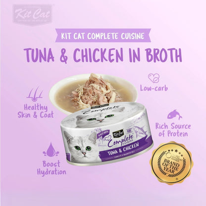 Kit Cat Complete Cuisine Tuna and Chicken wet cat food benefits graphic