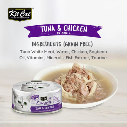 Kit Cat Complete Cuisine Tuna and Chicken ingredients graphic