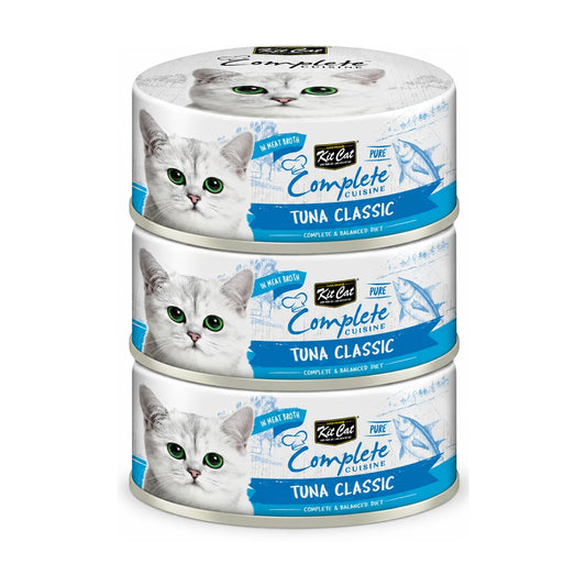 Kit Cat Complete Cuisine Tuna Classic in Broth Wet Cat Food 3 x 70g cans