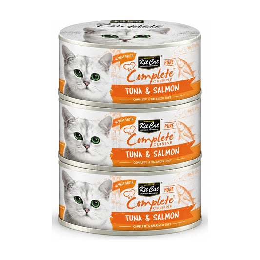 Kit Cat Complete Cuisine Tuna & Salmon in Broth Wet Cat Food 3 x 70g pack