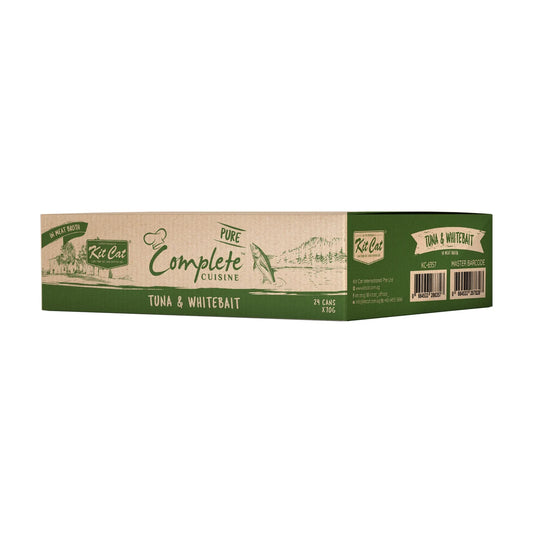 Kit Cat Complete Cuisine Tuna and Whitebait carton with 24 70g wet cat food cans