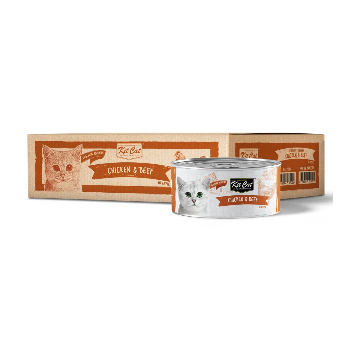 Kit Cat Deboned Chicken & Beef Aspic carton containing 24 × 80g cans