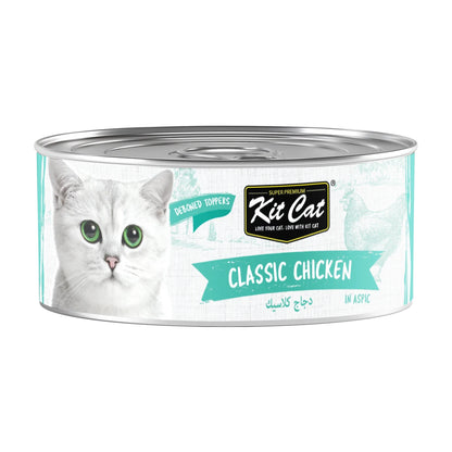 Single 50g Kit Cat Deboned Chicken Classic Aspic can from the 6 x 50g multipack