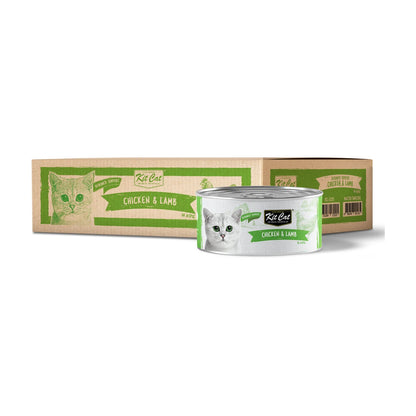 Kit Cat Deboned Chicken & Lamb Aspic 24 × 80g carton with one can