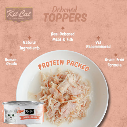 Kit Cat Deboned Chicken & Salmon Aspic 6 x 50g protein-rich grain-free cat food benefits