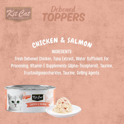 Kit Cat Deboned Chicken & Salmon Aspic 6 x 50g cat food ingredients information