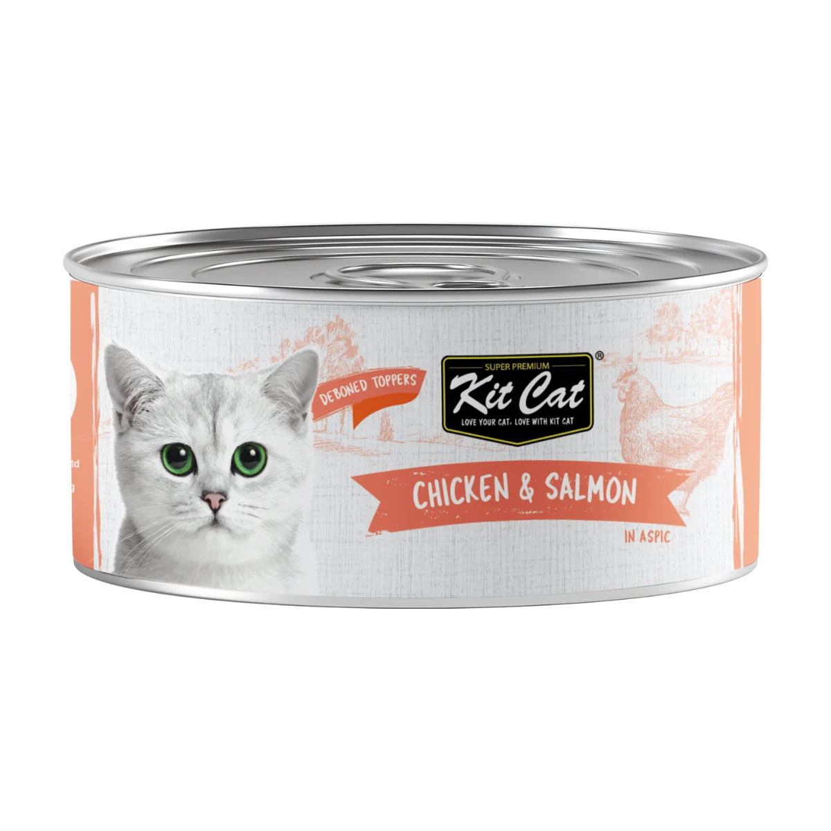 Kit Cat Deboned Chicken and Salmon Aspic wet cat food 80g can