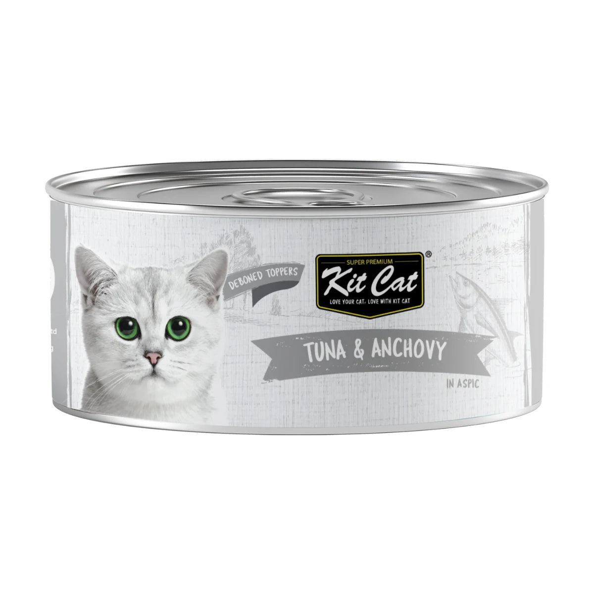 Kit Cat Deboned Tuna and Anchovy in Aspic wet cat food topper 80 g can