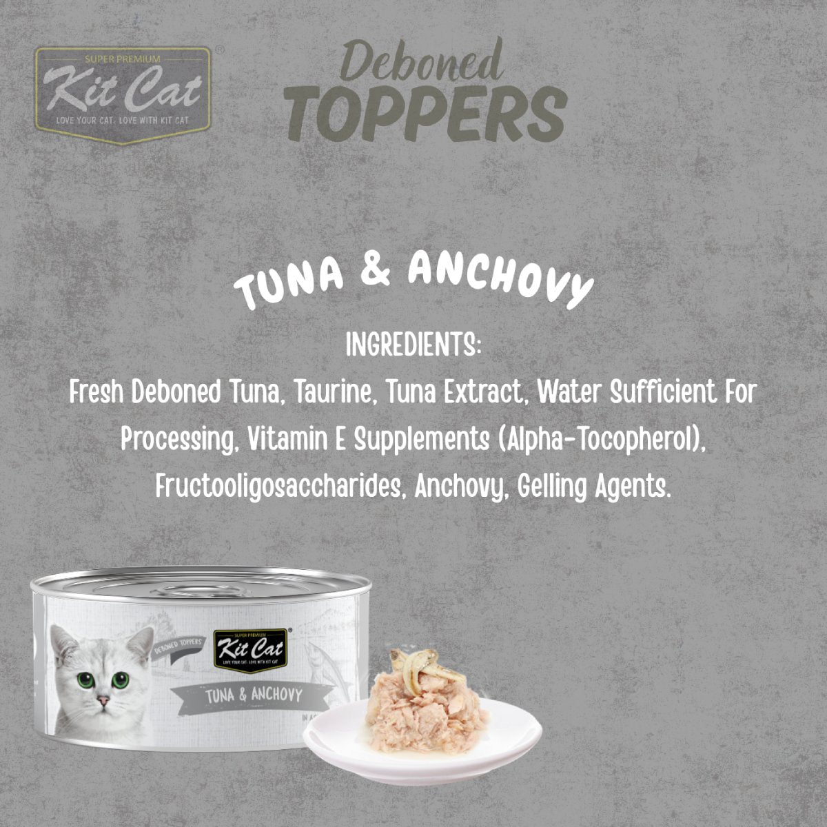 Kit Cat Deboned Tuna and Anchovy in Aspic wet cat food topper ingredients