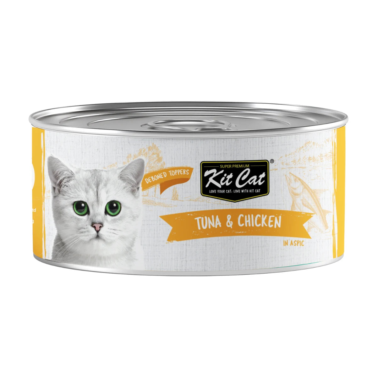 Kit Cat Deboned Tuna and Chicken Aspic complementary wet cat food 80g can